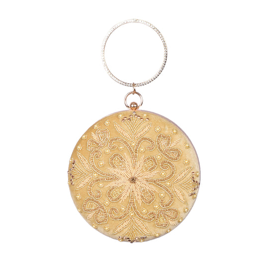 Honeylane's Golden Round clutch