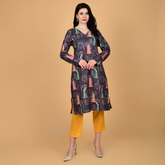 Honeylane's Heeramandi Print Kurta with free pair of coordinating trousers