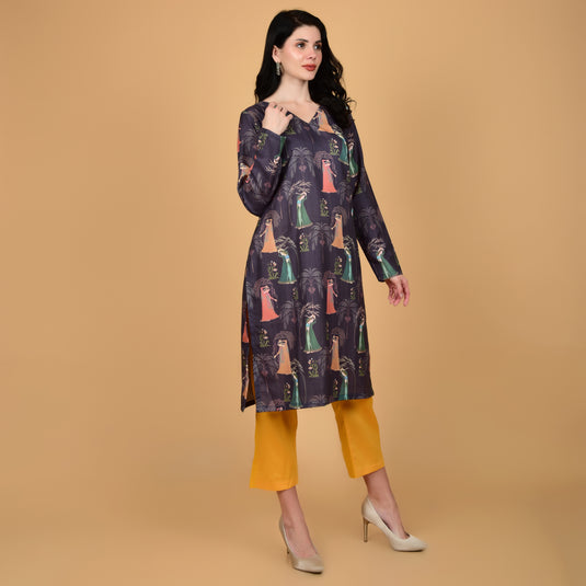 Honeylane's Heeramandi Print Kurta with free pair of coordinating trousers