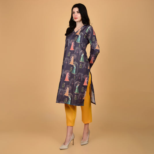 Honeylane's Heeramandi Print Kurta with free pair of coordinating trousers