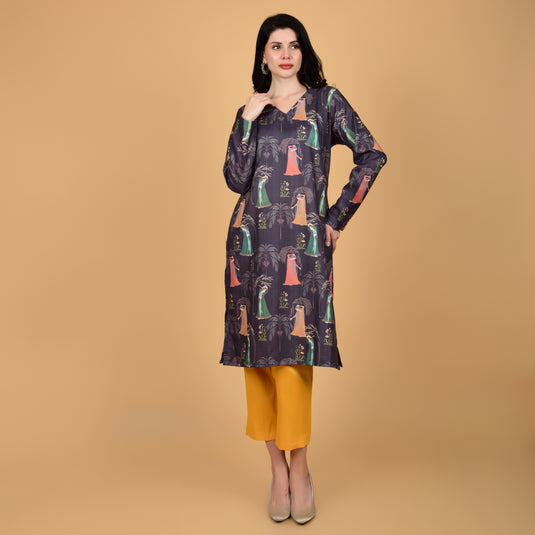 Honeylane's Heeramandi Print Kurta with free pair of coordinating trousers