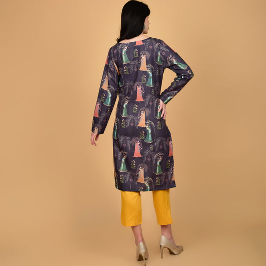 Honeylane's Heeramandi Print Kurta with free pair of coordinating trousers