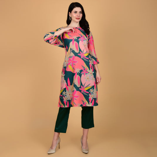 Honeylane's Tropical Elegance Kurta with free pair of coordinating trousers